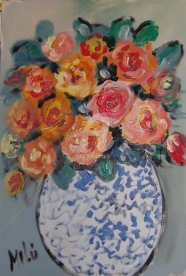 Pintura intitulada "flores 7" por Milu Petersen, Obras de arte originais