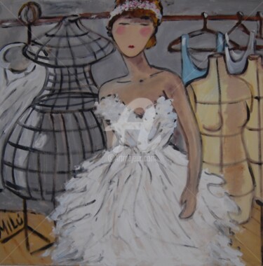 Pintura titulada "a noiva" por Milu Petersen, Obra de arte original