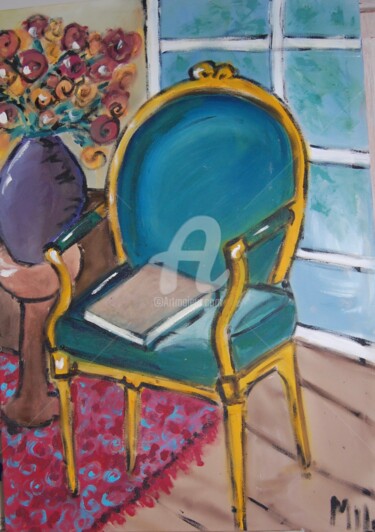 Painting titled "cadeira verde" by Milu Petersen, Original Artwork