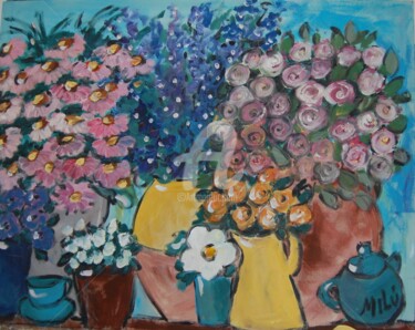 Painting titled "flores" by Milu Petersen, Original Artwork