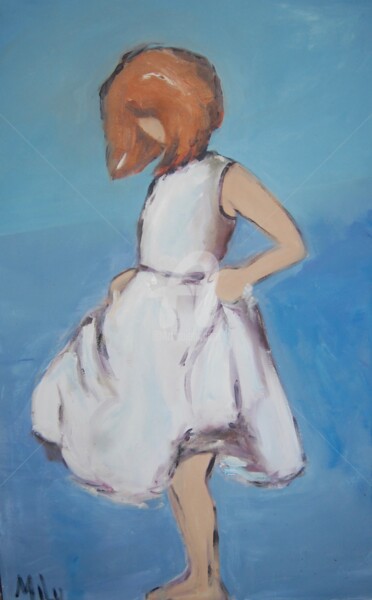 Pintura intitulada "menina passeando no…" por Milu Petersen, Obras de arte originais