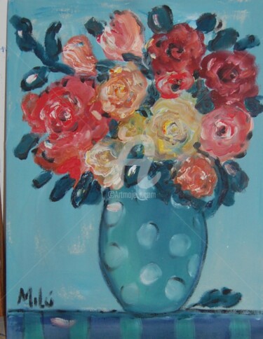 Pintura intitulada "tons verses e flores" por Milu Petersen, Obras de arte originais