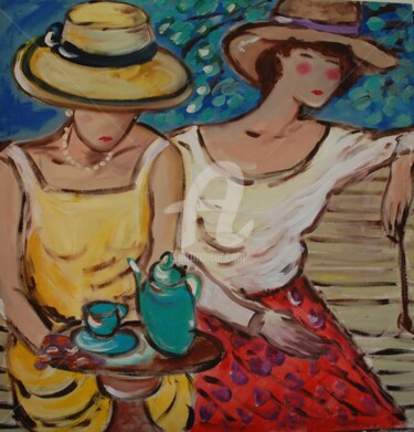 Pintura intitulada "duas amigas" por Milu Petersen, Obras de arte originais, Acrílico