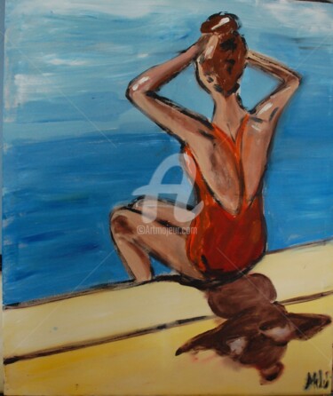 Painting titled "swimmer" by Milu Petersen, Original Artwork, Acrylic