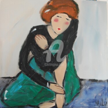 Pintura intitulada "sitting" por Milu Petersen, Obras de arte originais, Acrílico