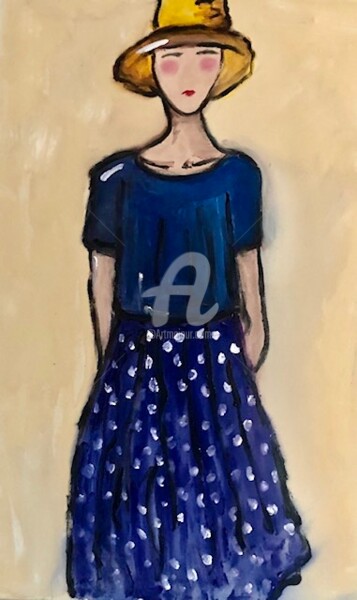 Painting titled "blue skirt" by Milu Petersen, Original Artwork, Acrylic