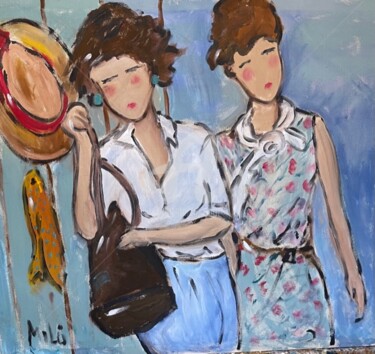 Pintura titulada "two girls walking" por Milu Petersen, Obra de arte original, Acrílico