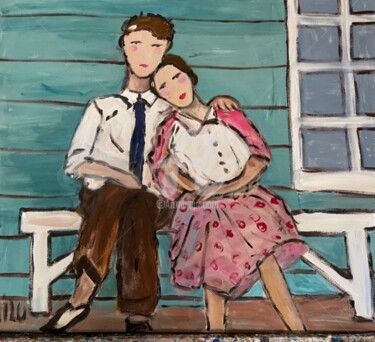 Painting titled "couple in love" by Milu Petersen, Original Artwork, Acrylic