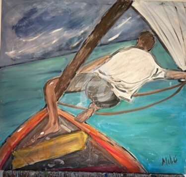 Pintura intitulada "on the sea" por Milu Petersen, Obras de arte originais, Acrílico