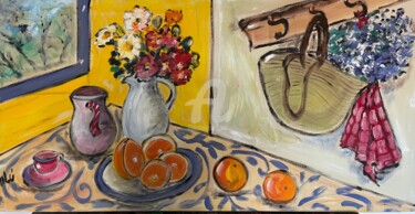 Pintura intitulada "a mesa e o cesto" por Milu Petersen, Obras de arte originais, Acrílico