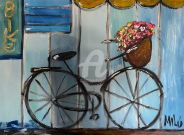 Peinture intitulée "bike" par Milu Petersen, Œuvre d'art originale, Acrylique