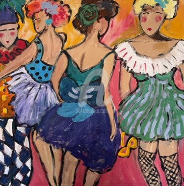 Pintura intitulada "back stage women" por Milu Petersen, Obras de arte originais, Acrílico