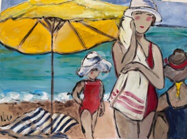 Painting titled "dia de praia" by Milu Petersen, Original Artwork, Acrylic