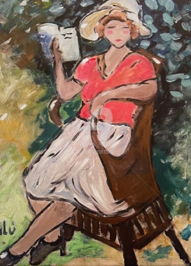 Pintura titulada "menina lendo" por Milu Petersen, Obra de arte original, Acrílico