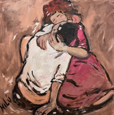 Painting titled "o beijo the kiss" by Milu Petersen, Original Artwork, Acrylic