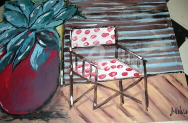 Pintura intitulada "cadeira de bolas" por Milu Petersen, Obras de arte originais