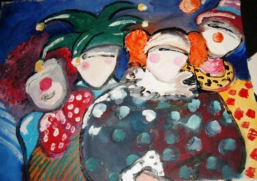 Painting titled "palhaços" by Milu Petersen, Original Artwork