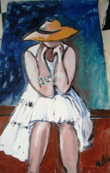 Pittura intitolato "vestido  branco" da Milu Petersen, Opera d'arte originale