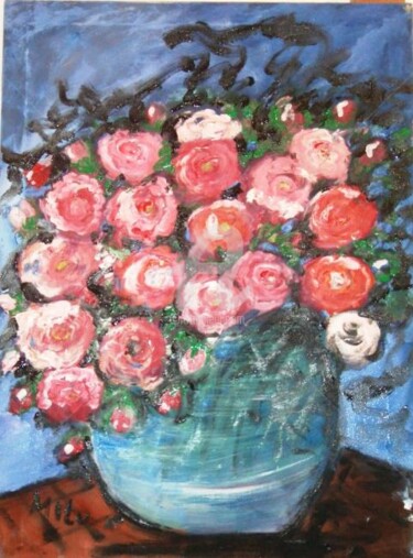 Pintura intitulada "rosas" por Milu Petersen, Obras de arte originais