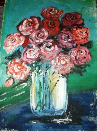 Schilderij getiteld "rosas 2" door Milu Petersen, Origineel Kunstwerk