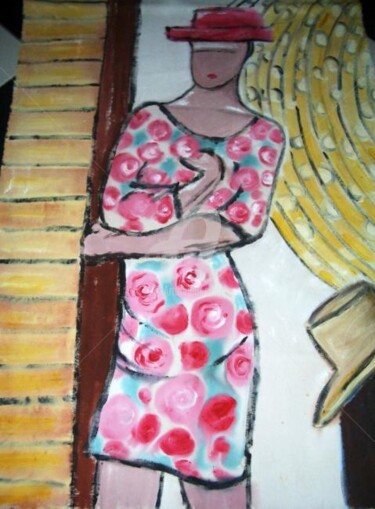 Painting titled "vestido colorido" by Milu Petersen, Original Artwork