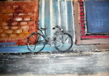 Schilderij getiteld "bicycle" door Milu Petersen, Origineel Kunstwerk