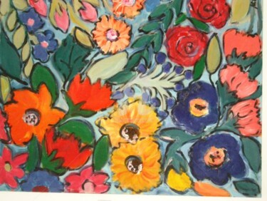 Pintura intitulada "miscelania de flores" por Milu Petersen, Obras de arte originais