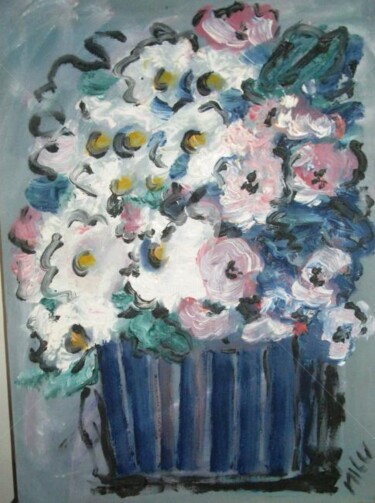 Painting titled "FLORES" by Milu Petersen, Original Artwork