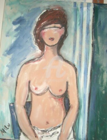 Painting titled "mulher seios nus" by Milu Petersen, Original Artwork