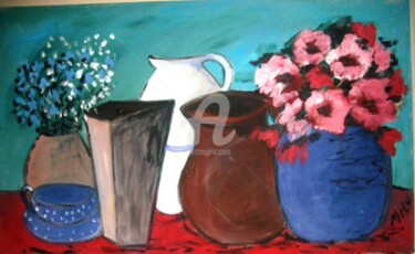 Malerei mit dem Titel "vasos" von Milu Petersen, Original-Kunstwerk