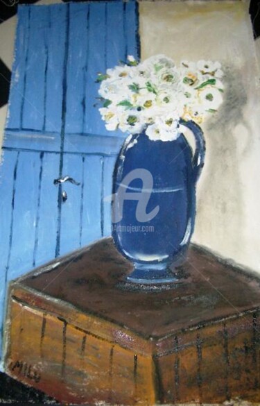 Pintura intitulada "rosas brancas" por Milu Petersen, Obras de arte originais