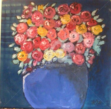 Pintura intitulada "rosas" por Milu Petersen, Obras de arte originais