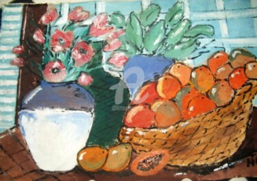 Schilderij getiteld "frutas" door Milu Petersen, Origineel Kunstwerk