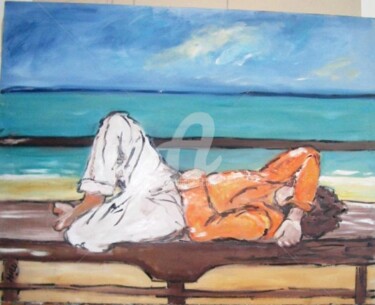 Malerei mit dem Titel "beach boy" von Milu Petersen, Original-Kunstwerk