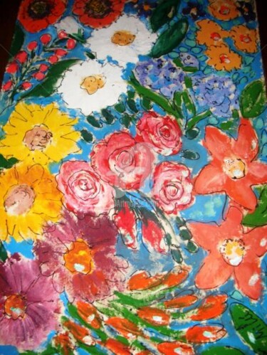 Pintura intitulada "fleurs" por Milu Petersen, Obras de arte originais