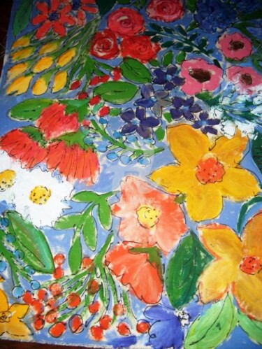 Painting titled "tableauxs fleurs" by Milu Petersen, Original Artwork