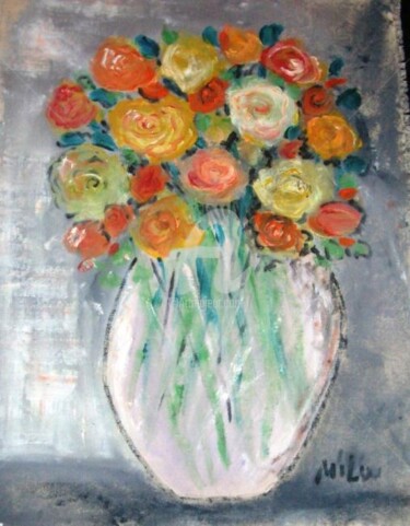 Painting titled "yellow flowers" by Milu Petersen, Original Artwork