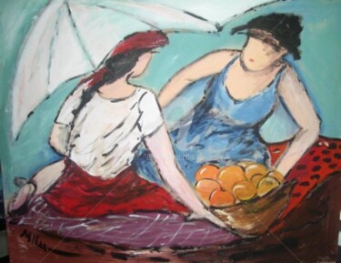 Pintura intitulada "feirantes 3" por Milu Petersen, Obras de arte originais