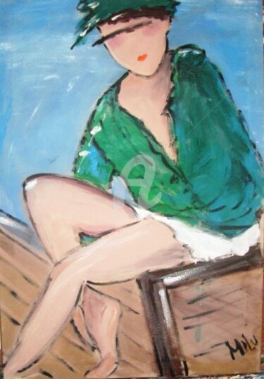 Painting titled "green blouse" by Milu Petersen, Original Artwork