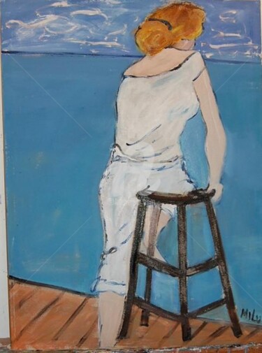 Painting titled "looking at the sea" by Milu Petersen, Original Artwork
