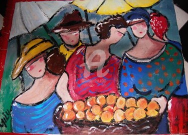 Pintura intitulada "feirantes 4" por Milu Petersen, Obras de arte originais