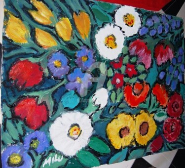Painting titled "floral 7" by Milu Petersen, Original Artwork