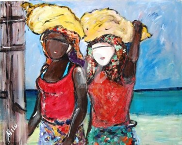 Картина под названием "mulheres macuas" - Milu Petersen, Подлинное произведение искусства