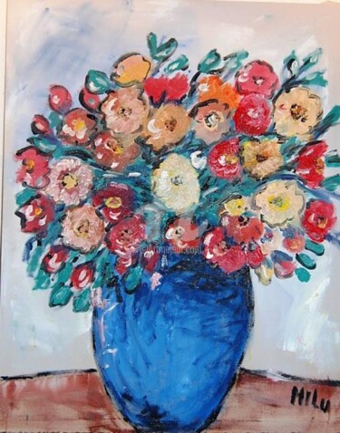 Pintura intitulada "flores 12" por Milu Petersen, Obras de arte originais