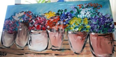 Pintura intitulada "flores 15" por Milu Petersen, Obras de arte originais