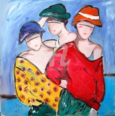 Malerei mit dem Titel "mulheres" von Milu Petersen, Original-Kunstwerk