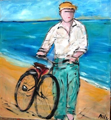 Pintura intitulada "bycicle man" por Milu Petersen, Obras de arte originais