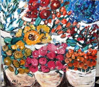 Pintura intitulada "flores 16" por Milu Petersen, Obras de arte originais