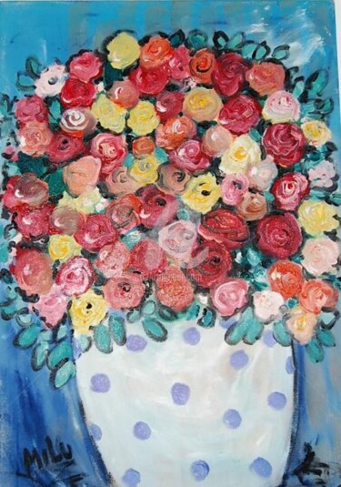 Pintura intitulada "roses" por Milu Petersen, Obras de arte originais