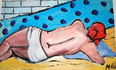 Pintura intitulada "mulher deitada" por Milu Petersen, Obras de arte originais